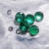 Set of 5 Small Emeralds .04 Ct Each with 3 each .01 Round Diamonds