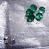 Set of 5 Small Emeralds .04 Ct Each with 3 each .01 Round Diamonds - Image 5