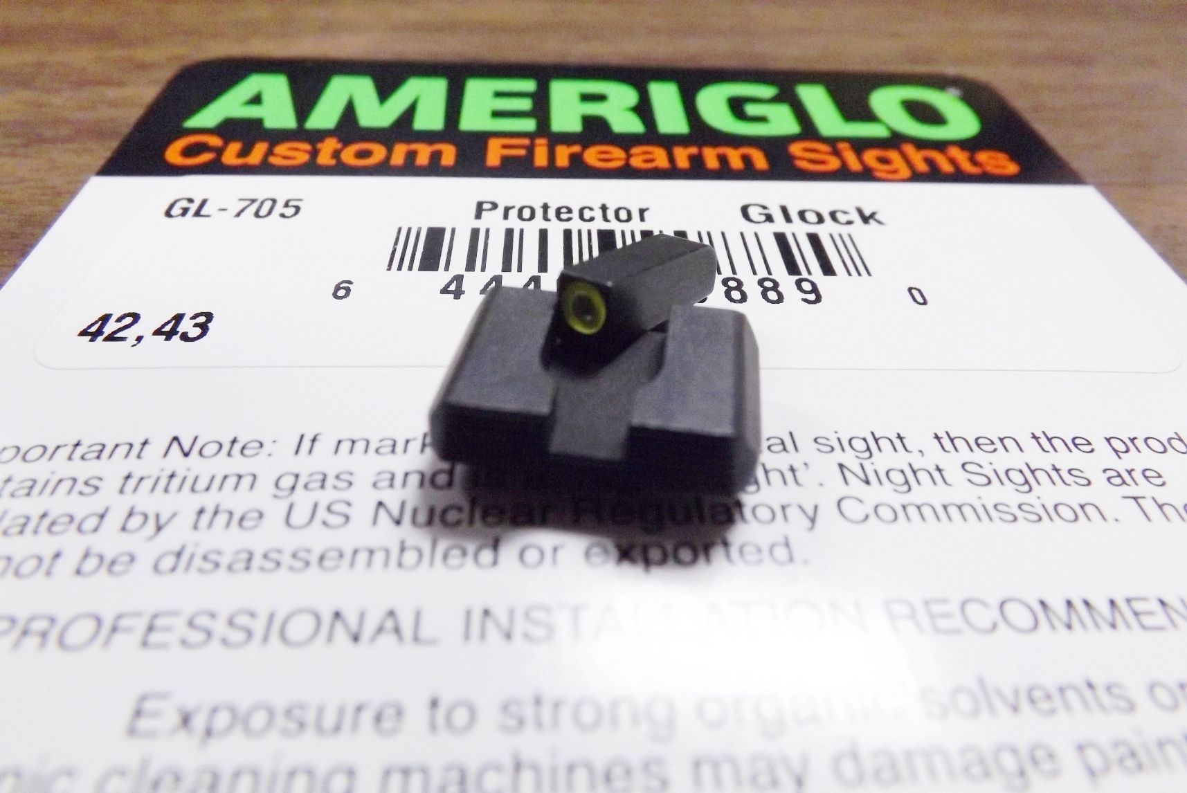 Ameriglo Trijicon Front Night Sight for Glock 42 43 Pistols Old Stock