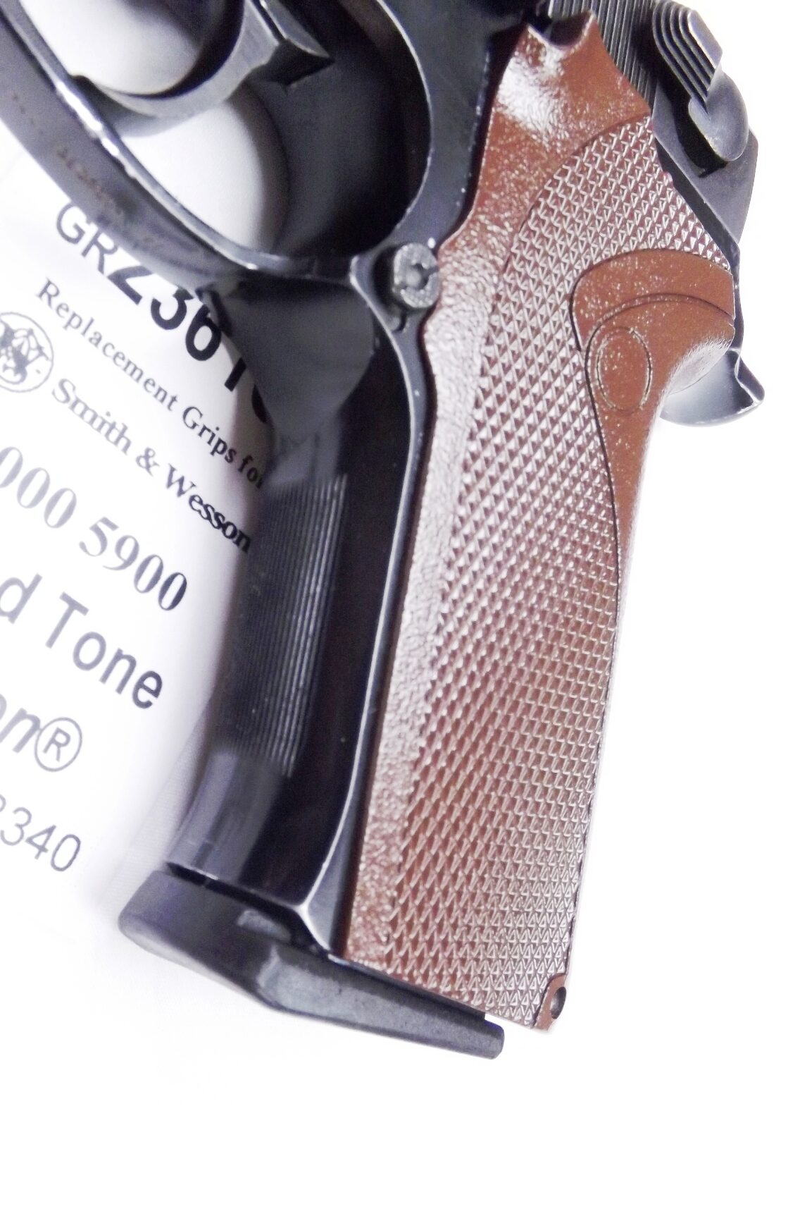 Wood Tone Krylon Grips for S&W 4006 5906 Smith & Wesson 5900 4000 Pistols Straight Back Thin profile - Image 4