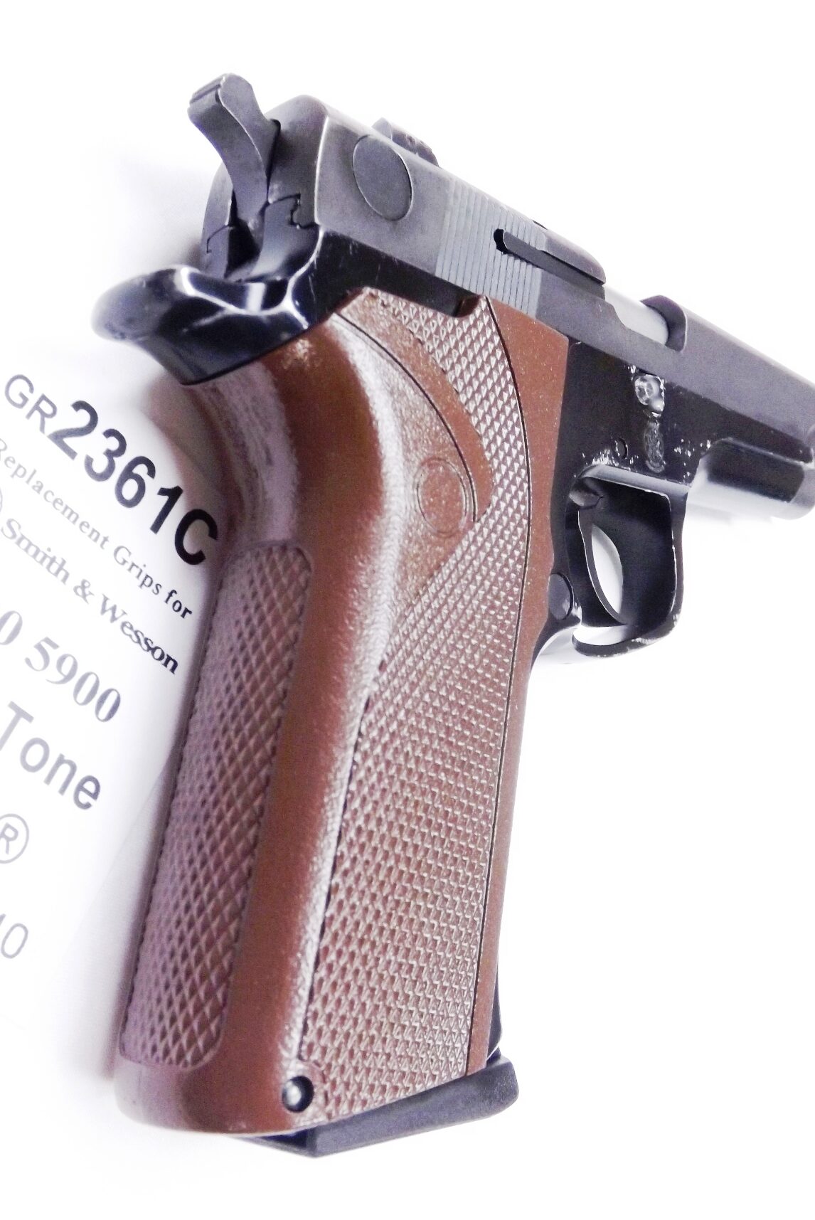 Wood Tone Krylon Grips for S&W 4006 5906 Smith & Wesson 5900 4000 Pistols Straight Back Thin profile - Image 5