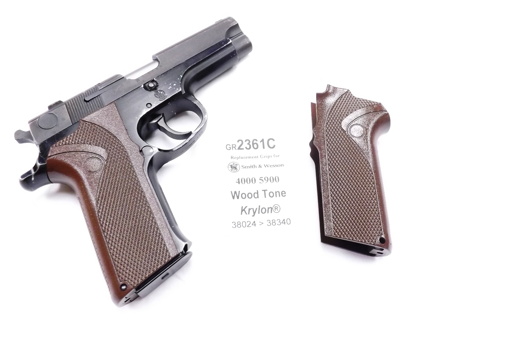Wood Tone Krylon Grips for S&W 4006 5906 Smith & Wesson 5900 4000 Pistols Straight Back Thin profile - Image 8