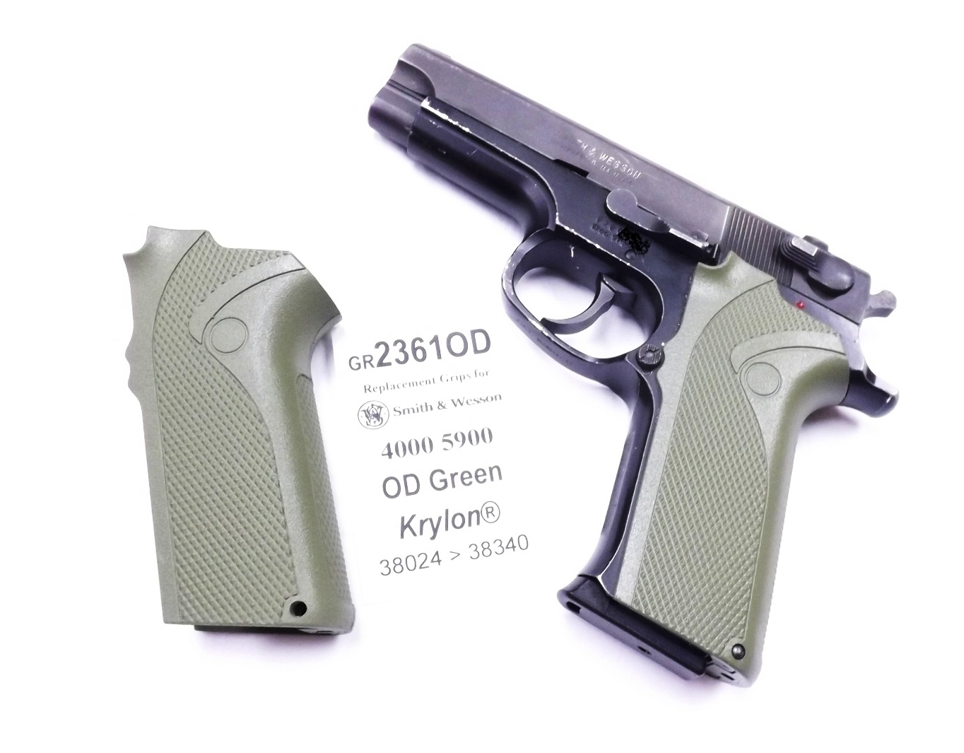 OD Green Krylon Grips for S&W 4006 5906 Smith & Wesson 5900 4000 Pistols Straight Back Thin profile (Copy)