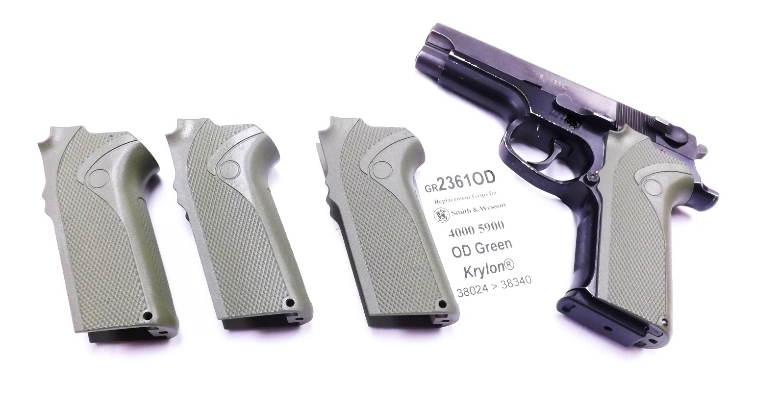 OD Green Krylon Grips for S&W 4006 5906 Smith & Wesson 5900 4000 Pistols Straight Back Thin profile (Copy) - Image 11