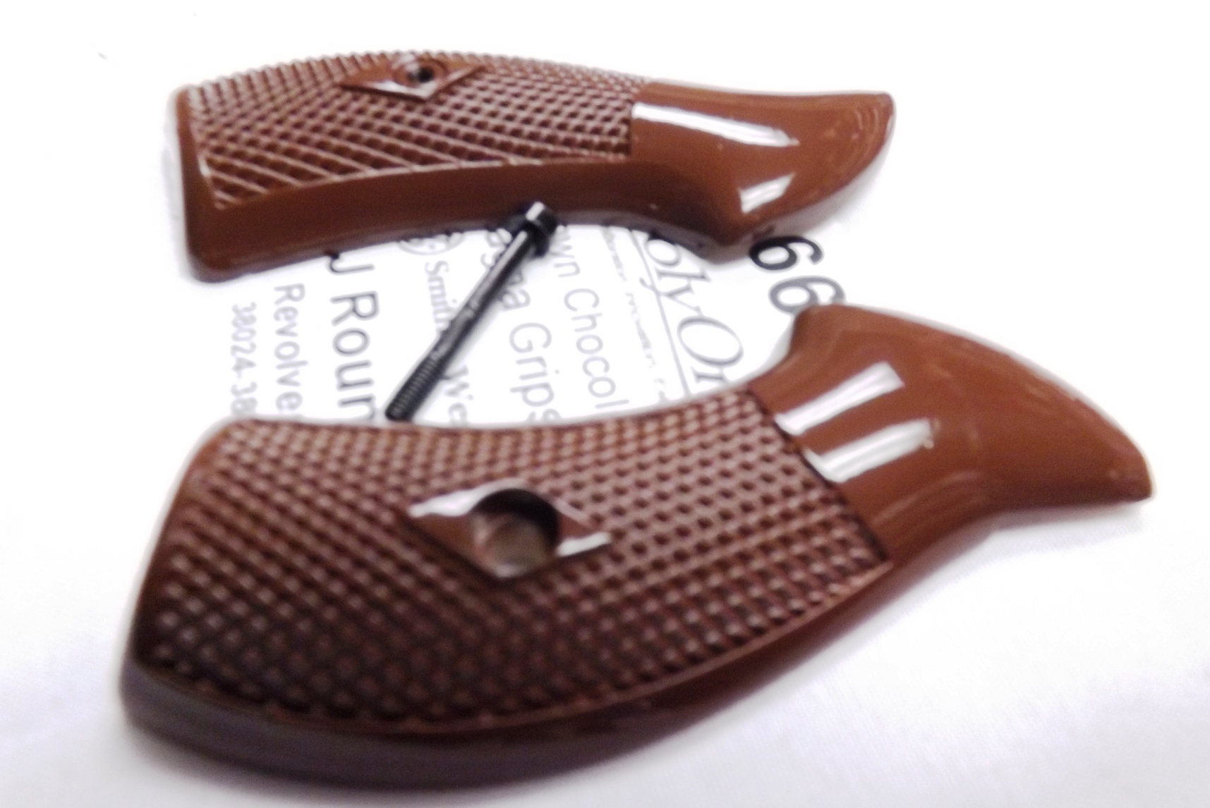Brown Poly Grips fit S&W J Revolvers models 36 60 642 Small Magna Size Buy 12 @ $4 per set - Image 3