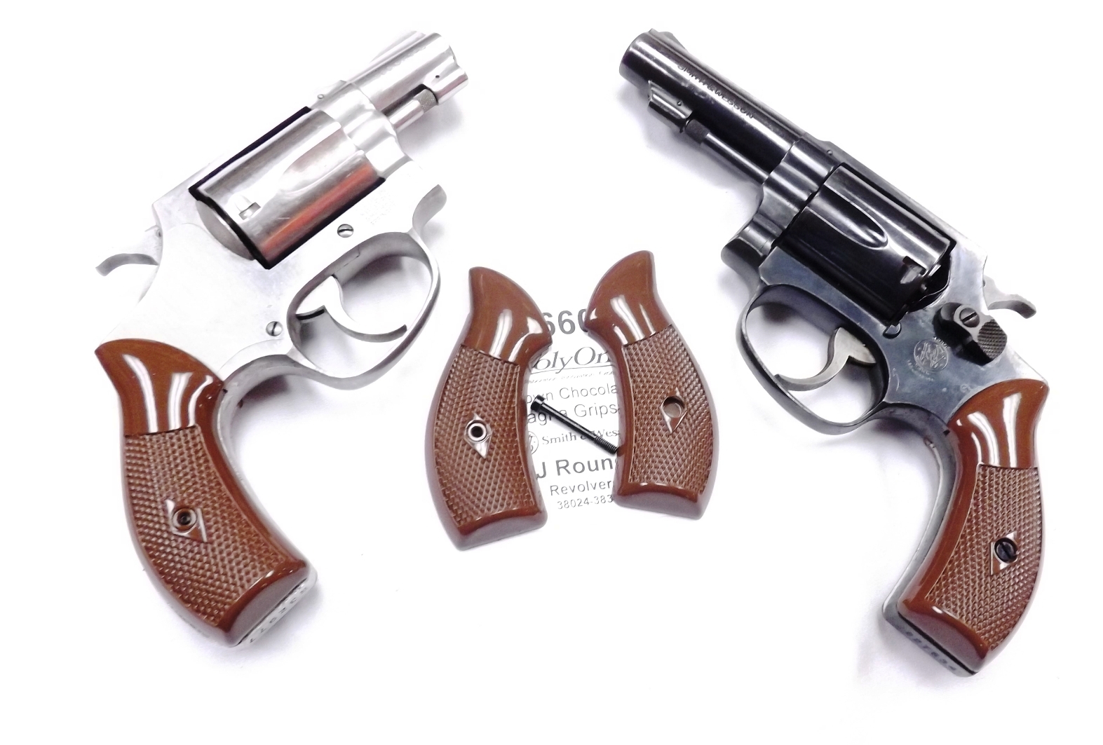 Brown Poly Grips fit S&W J Revolvers models 36 60 642 Small Magna Size Buy 12 @ $4 per set