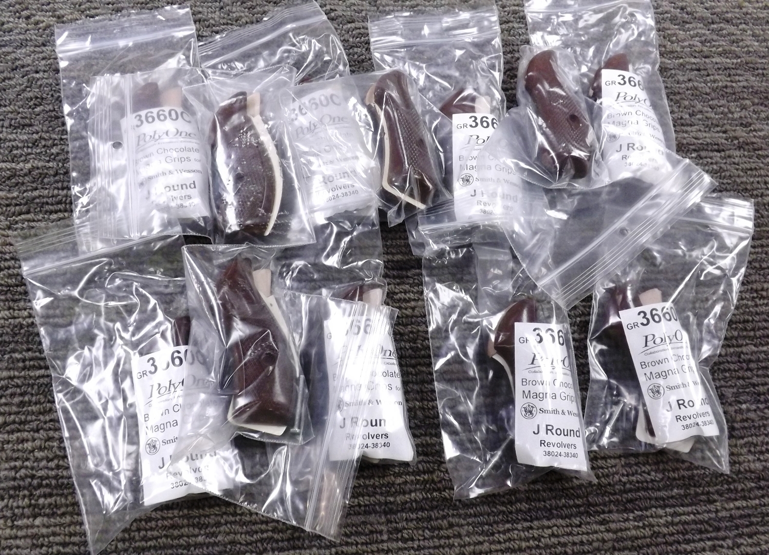 Brown Poly Grips fit S&W J Revolvers models 36 60 642 Small Magna Size Buy 12 @ $4 per set - Image 7