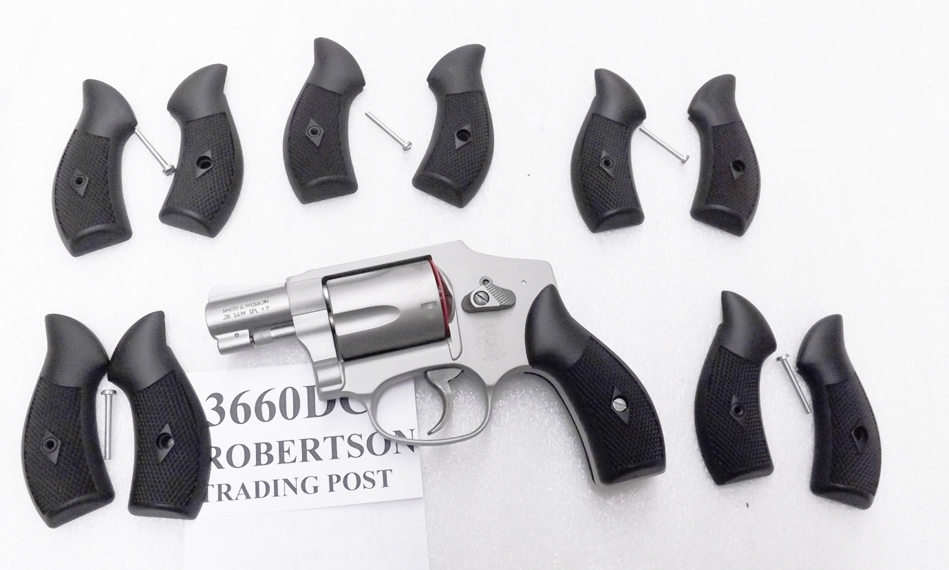 12 Black Dura Grips for Smith & Wesson J Round 36 60 640 642 Small Magna Checkered $3.99 / set, free ship