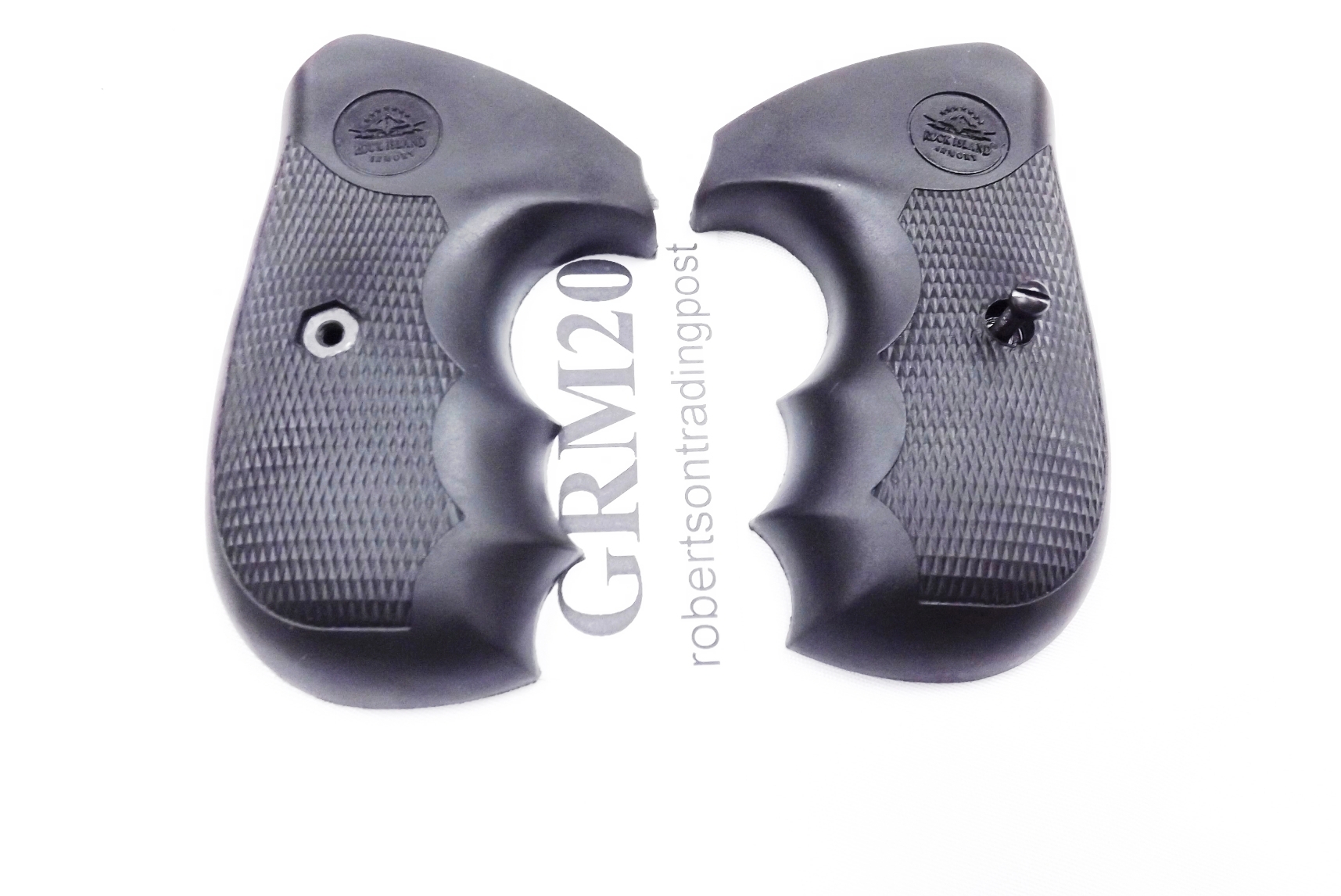 Rock Island factory Grips for Armscor model 200 and 208 Revolvers Black Rubber Combat type with screw & logos