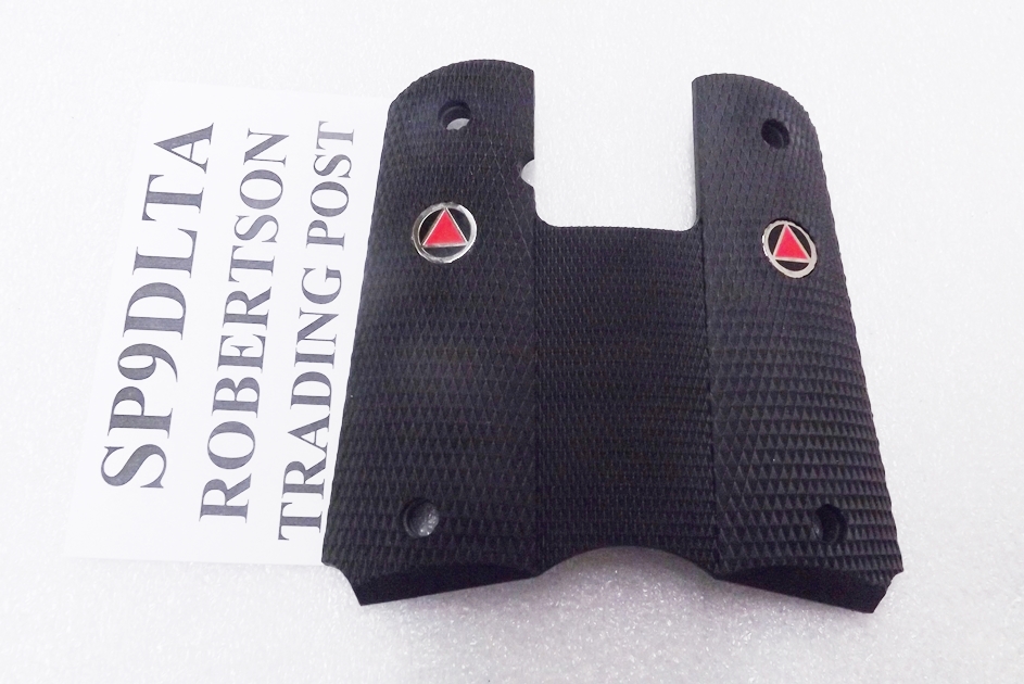 OEM Black Rubber Grips with Delta Elite Logo fits Full size 1911s Colt Government