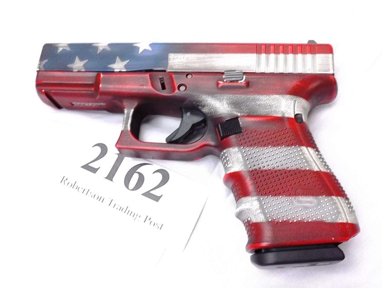 Glock 9mm model 19 Gen 4 American Flag Exc Box Papers 2 Mags UG1950204AF