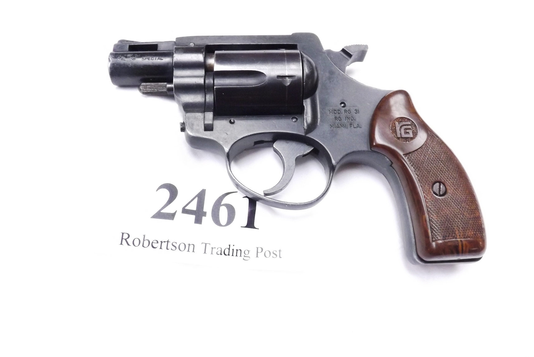 RG Industries RG31 .38 Spl Revolver 2” Blue 5 shot Snub 1981 VG Rohm Threaded Pin Swingout