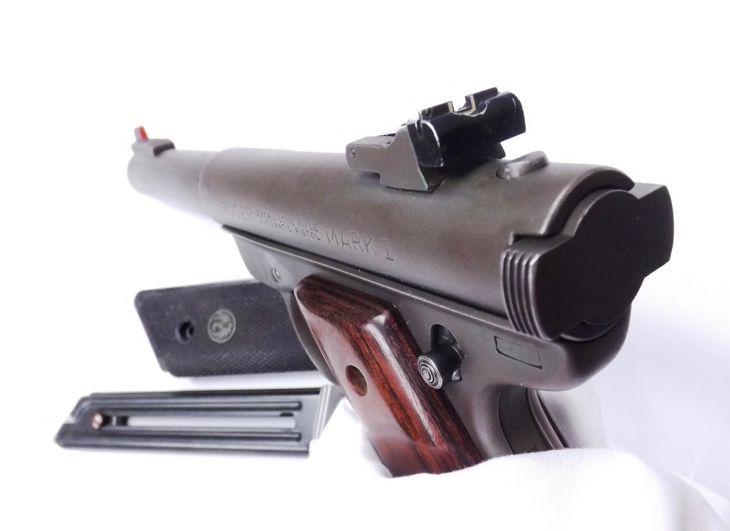 Ruger .22 Mark I Blue 5 1/2” Heavy Bull Barrel Target Pistol 1975 Jay Scott Laminate Grips C&R CA OK - Image 5