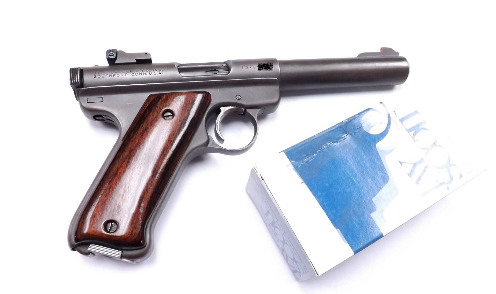 Ruger .22 Mark I Blue 5 1/2” Heavy Bull Barrel Target Pistol 1975 Jay Scott Laminate Grips C&R CA OK - Image 14