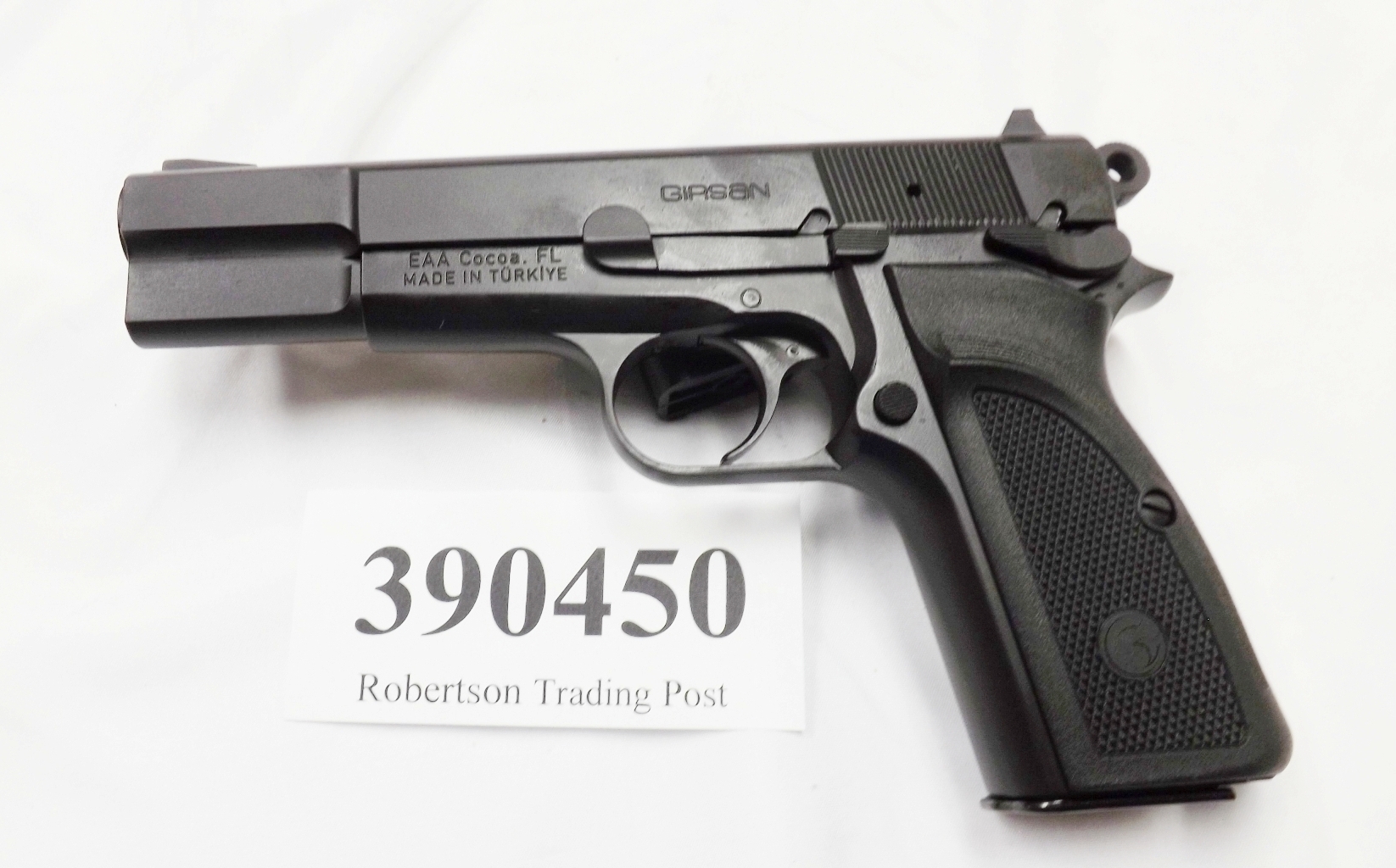 Girsan EAA 9mm Browning 1935 Hi-Power Clone 390450 MCP35 Black Finish White Bar Sights 16 Shot 1 Magazine