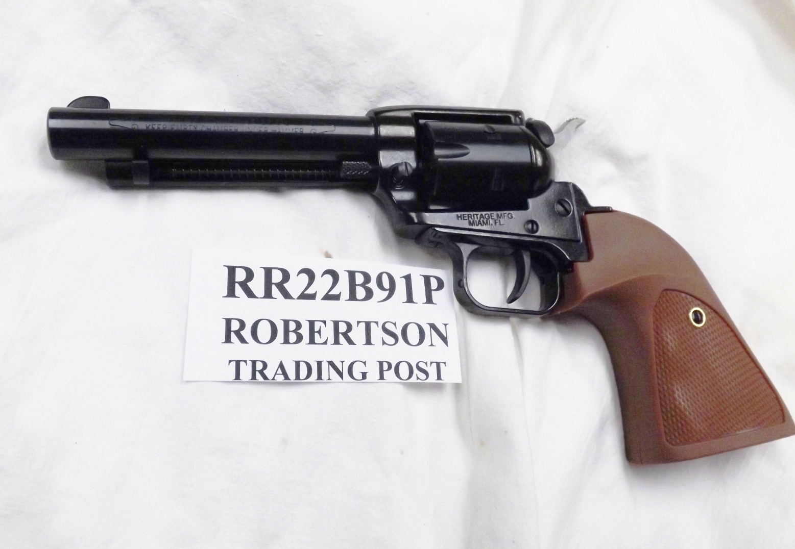 Heritage .22 LR Colt Scout Copy Rough Rider 4 3/4 inch Blue Single Action 6 Shot Lever Safety Oversized Target Grips CA OK