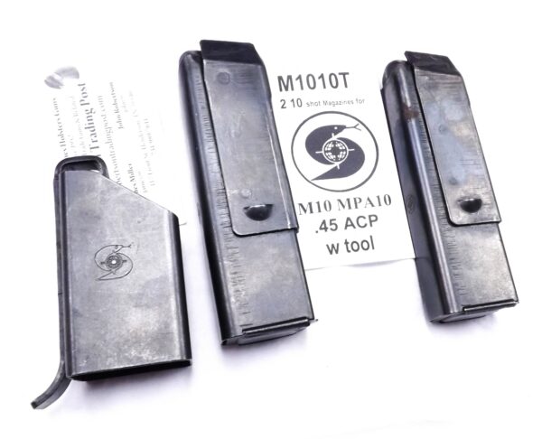 2 Blue 10 Shot Cobray Magazines & Loader for MPA10 MAC 10 .45 Steel Free Ship