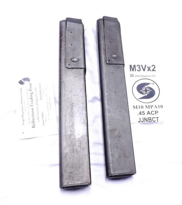 2 USGI M3 Magazines Fit MAC MPA 10 .45 ACP 30 Shot VG $63 ea Free Ship