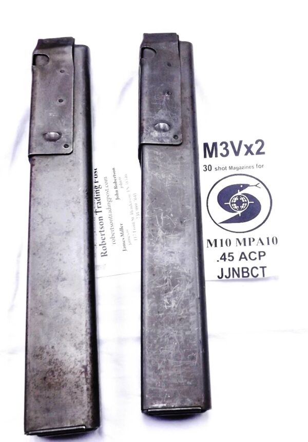 2 USGI M3 Magazines Fit MAC MPA 10 .45 ACP 30 Shot VG $63 ea Free Ship - Image 10