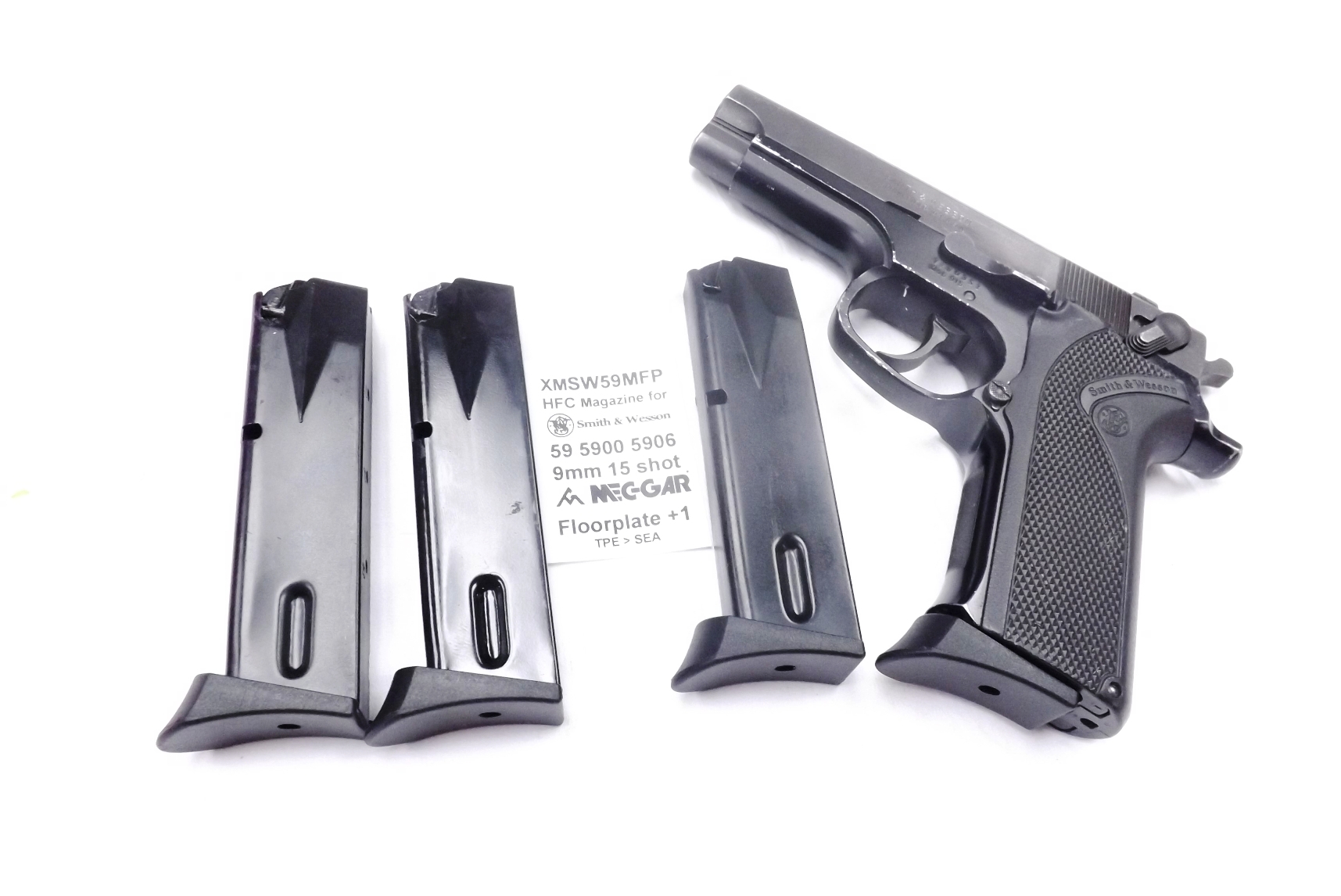 S&W 5906 9mm 15 rd Magazine HFC Smith & Wesson 59 910 915 with Mec-Gar Floorplate + Steel plate (Copy)
