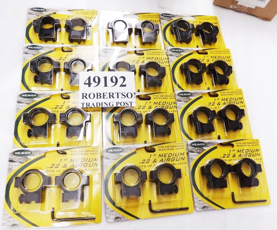 12 Pair Weaver 1 inch Rings for .22 Grooved  Receiver & Air Rifles 49192