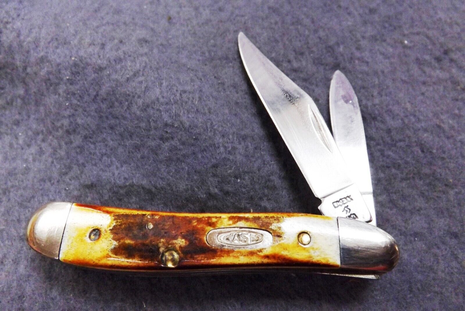 1989 Case 5220 SS Stainless Sambar Stag 2 Blade Peanut Mini Jack Pocket Knife