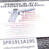 1990s Springfield Armory 1911A1 Instruction Manual Defender Compact Geneseo IL