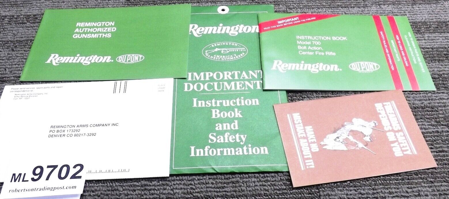 1991 Remington Manual, Registration, Service, Safety, Envelope 700 VS Rifle