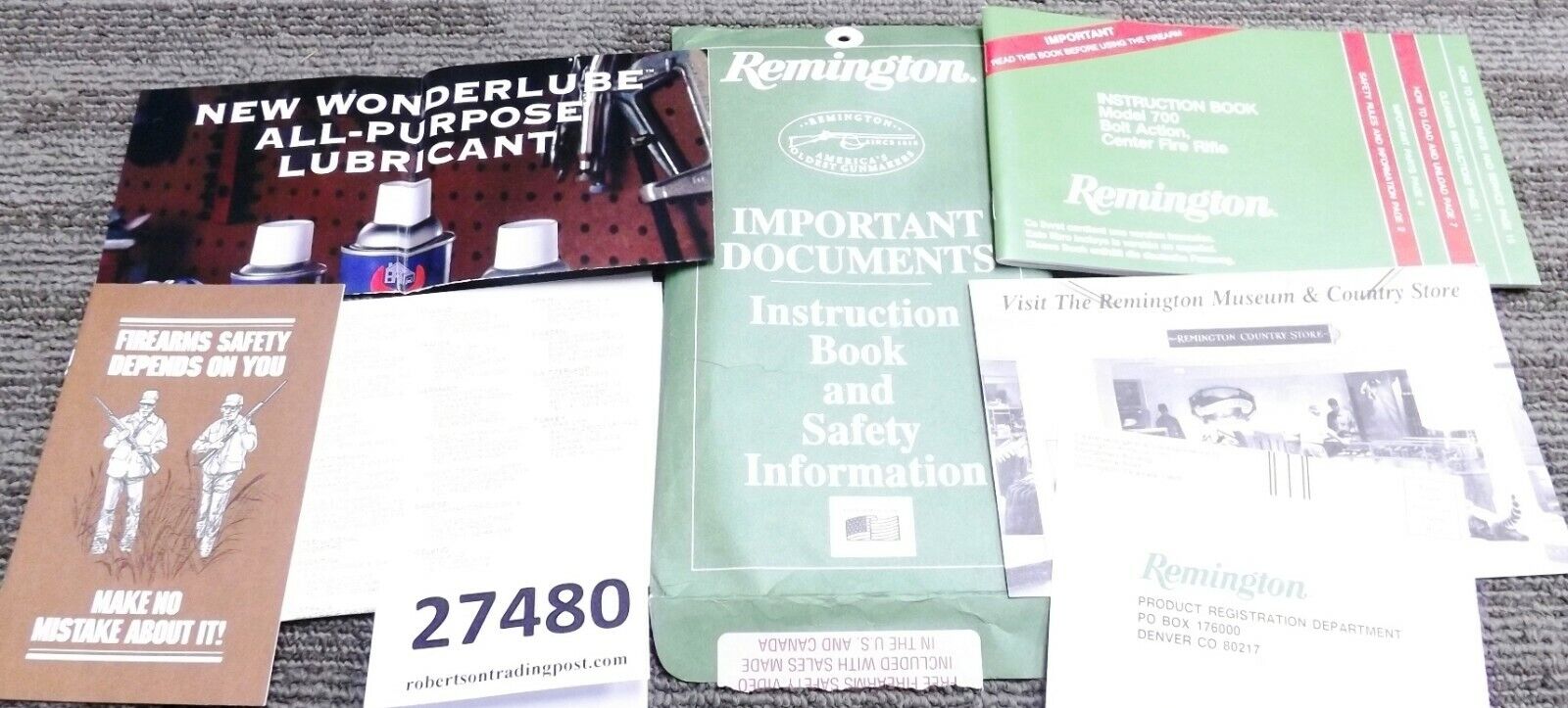 1994 Remington Manual, Registration, Service, Sfy, Lube Papers 700 ADL 7 Docs