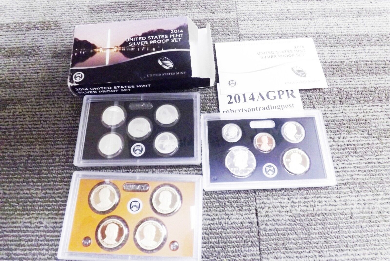 2014 Silver Proof Set Dime 5 Quarters and Half in 90% Silver Mint Case with Cert