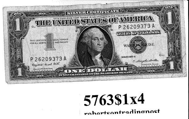 4 US $1.00 2 1963 Barr and 2 1957 Dillon Silver Certificates F-XF $4 Face free S