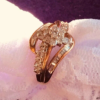 Eighties Ladies 1 Carat 41 Diamond Cluster Ring 10K Yellow Gold 7 size Estate