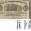 New Orleans Jackson & Great Northern Railroad $1.50 Note Confederate 1864 VG