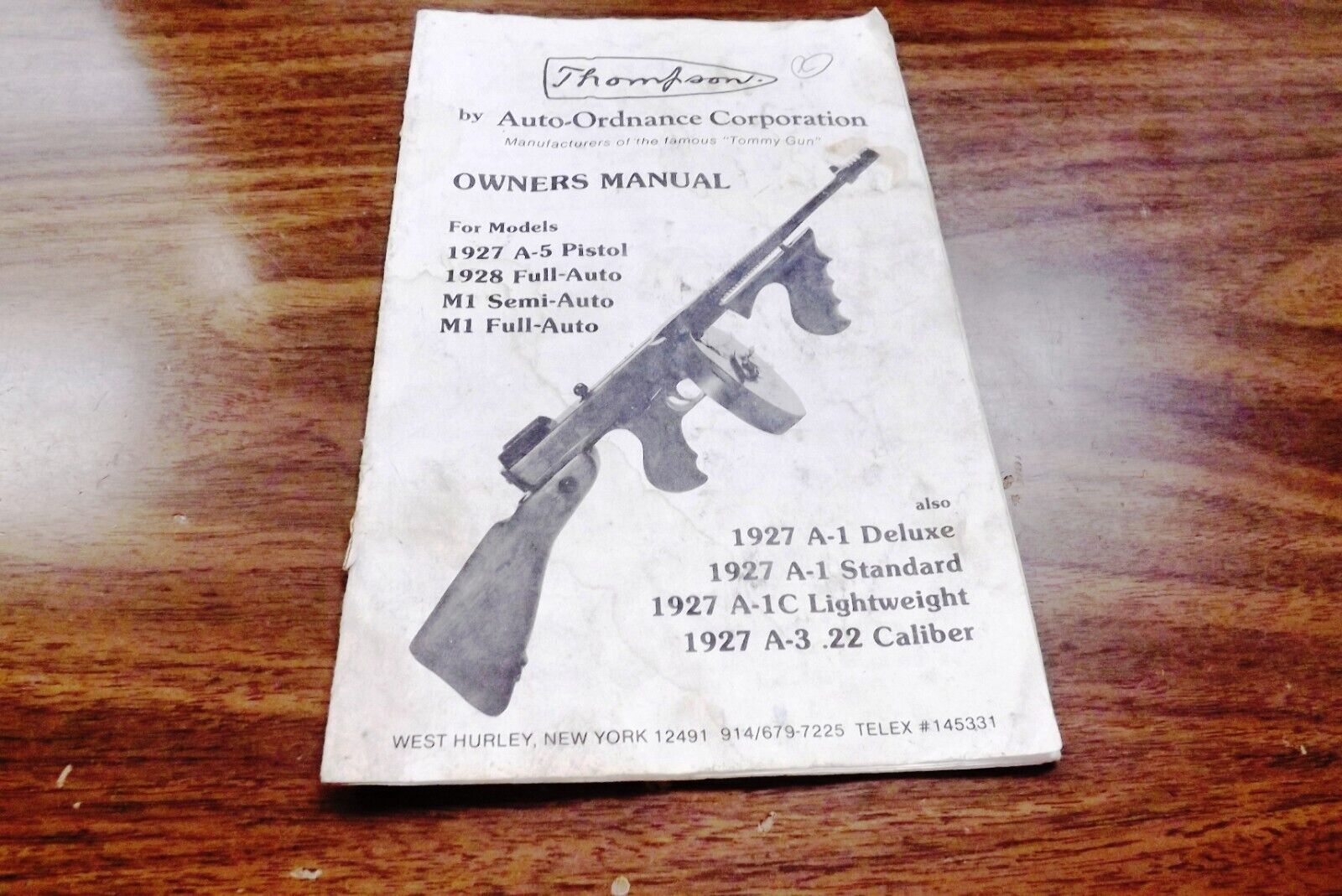 Thompson Auto Ordnance Factory Owners Manual for 1927 Series .45