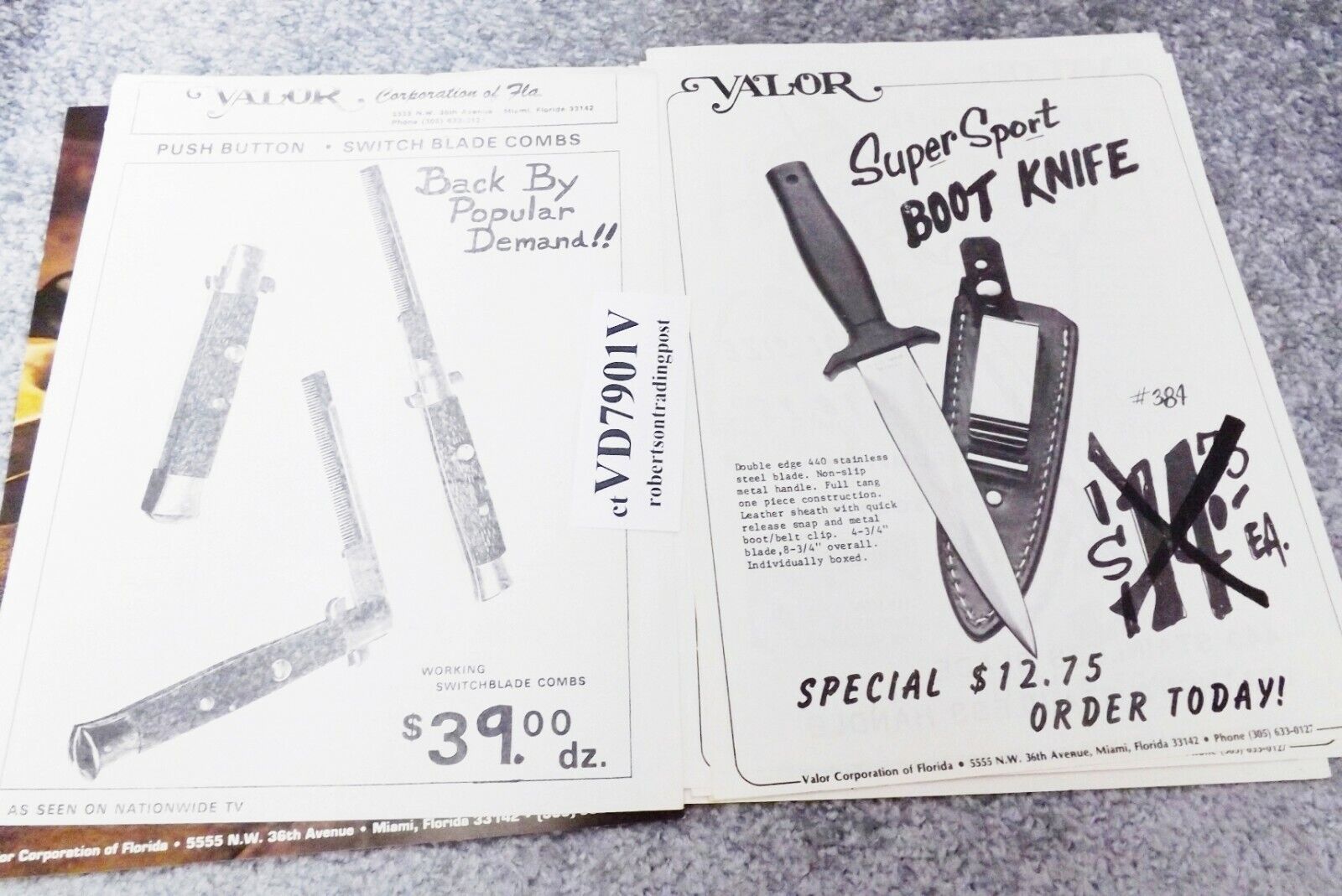 Valor Corp Cutlery Catalog Dealer Price List Order Form 1979 VG 23 Pages - Image 5