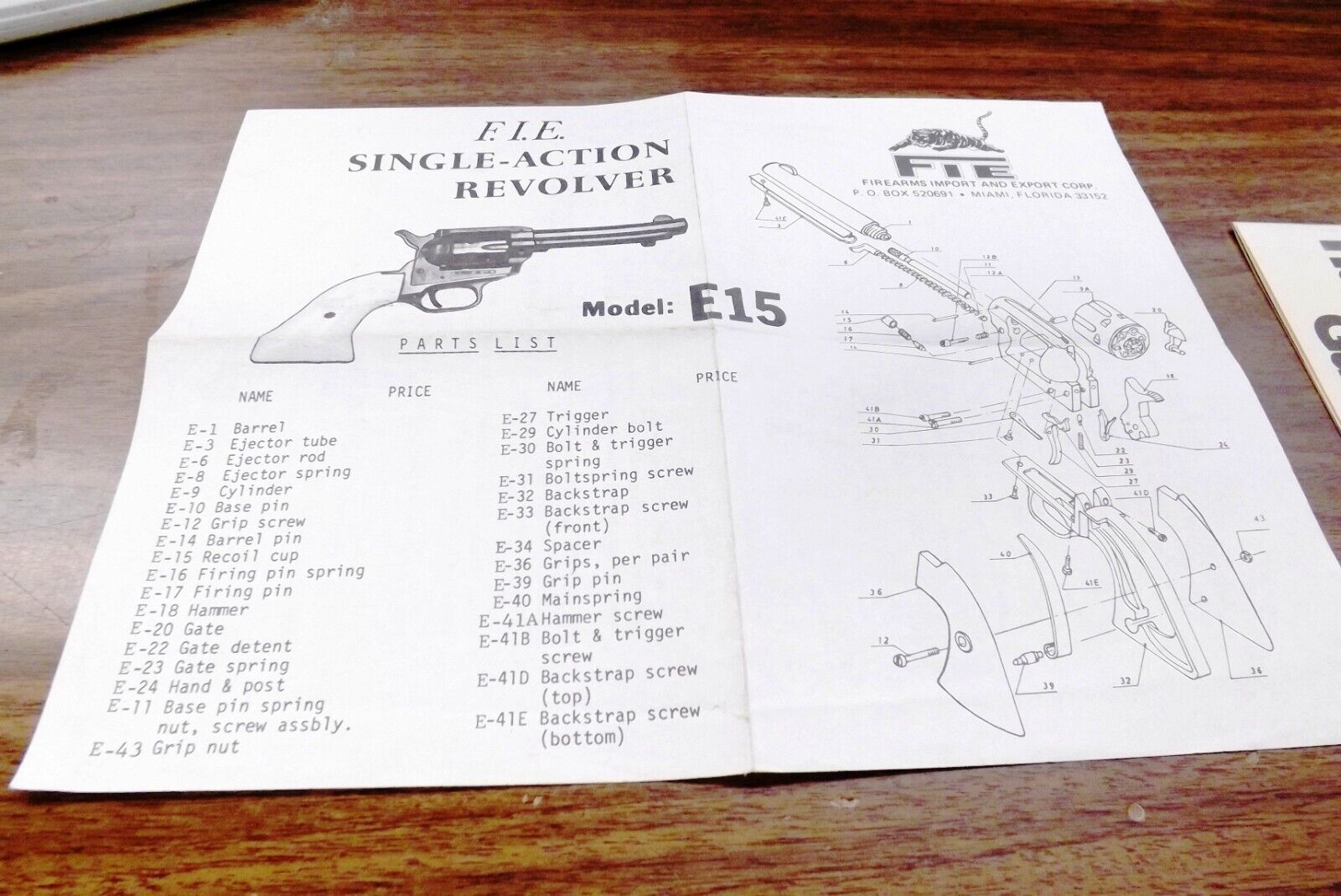 c 1970 FIE E15B Buffalo Scout Pre-Safety Factory Owners Instruction Manual 1 she