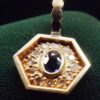 1960s .21 Ct. Oval Sapphire Pendant with 12 Diamonds in Yellow Gold Mounting - Image 3