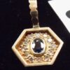 1960s .21 Ct. Oval Sapphire Pendant with 12 Diamonds in Yellow Gold Mounting - Image 8