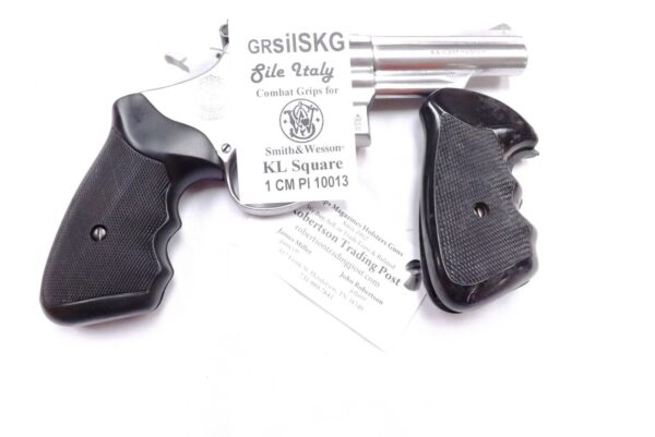 1970s Sile Finger Groove Combat Grips for S&W K L Square Revolvers Black Rubber - Image 12