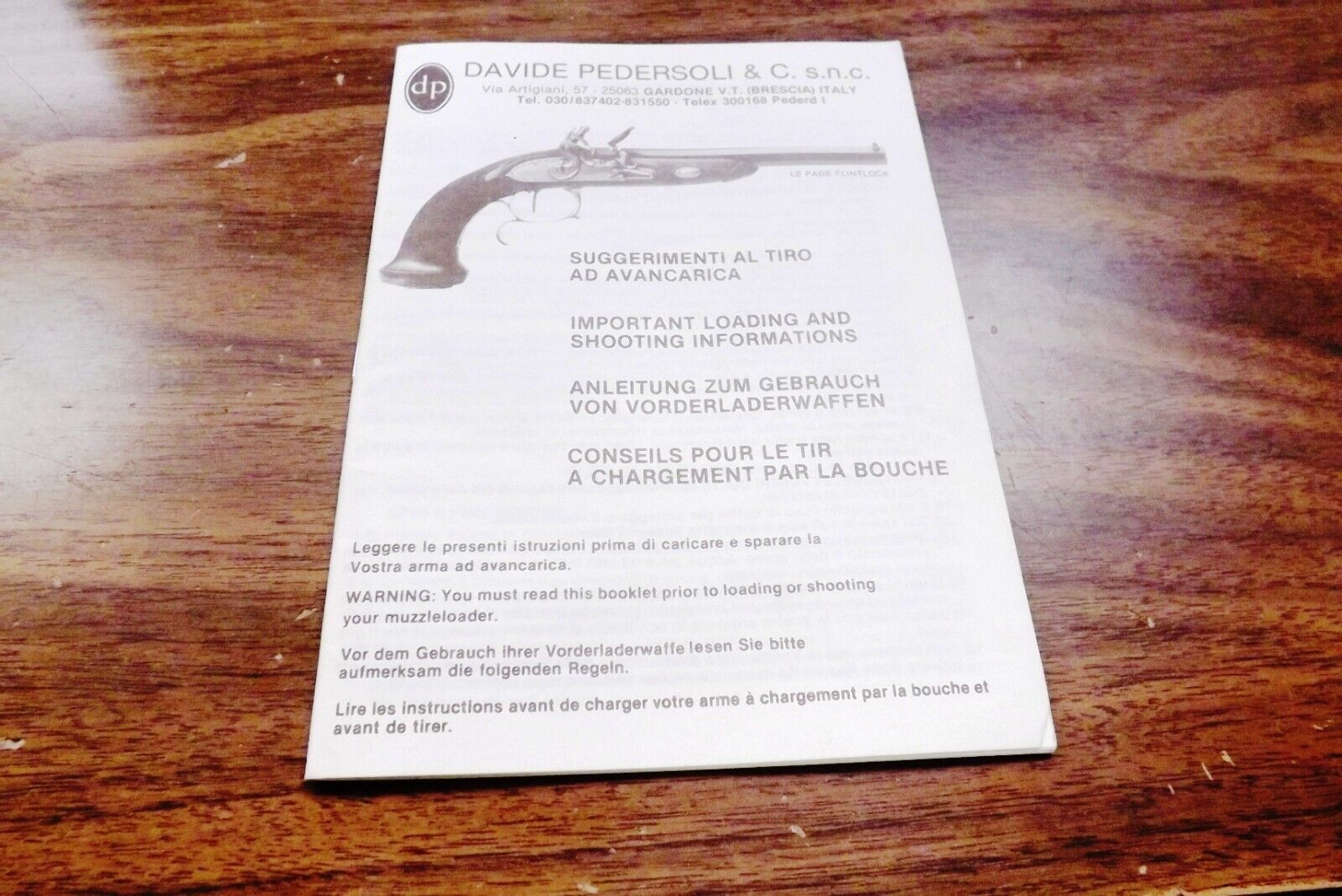 1980s Pedersoli Instruction Manual for Muzzleloading Rifles Pistols Shotguns 4 L