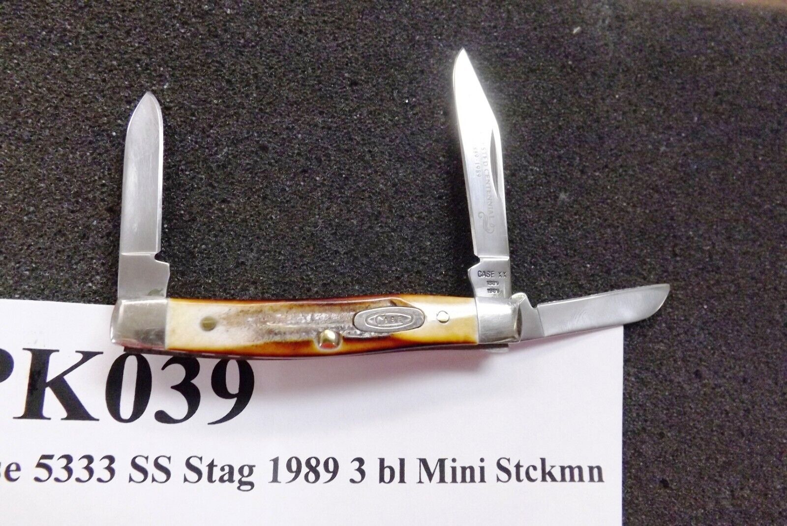 1989 Case 3 Blade Mini Stockman 5333SS Tested XX Centennial Stag Blade Rub