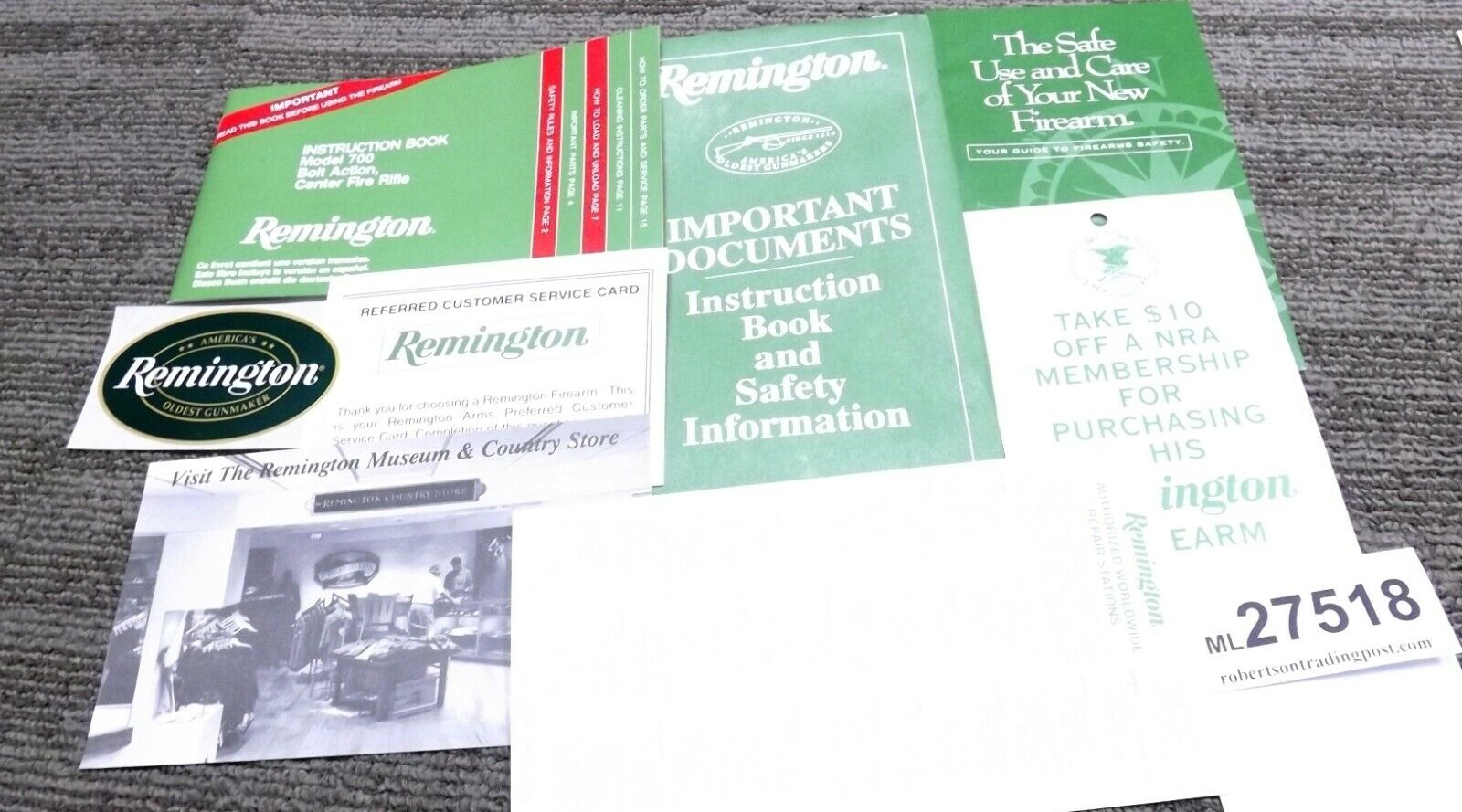 1998 Remington Manual, Reg., Service, Safety, NRA, Decal, Envelop 700 8 Docs