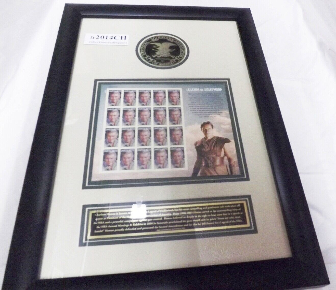 20 Sheet 2014 USPS Charlton Heston Commemorative Stamps Framed FNRA Spl Edition