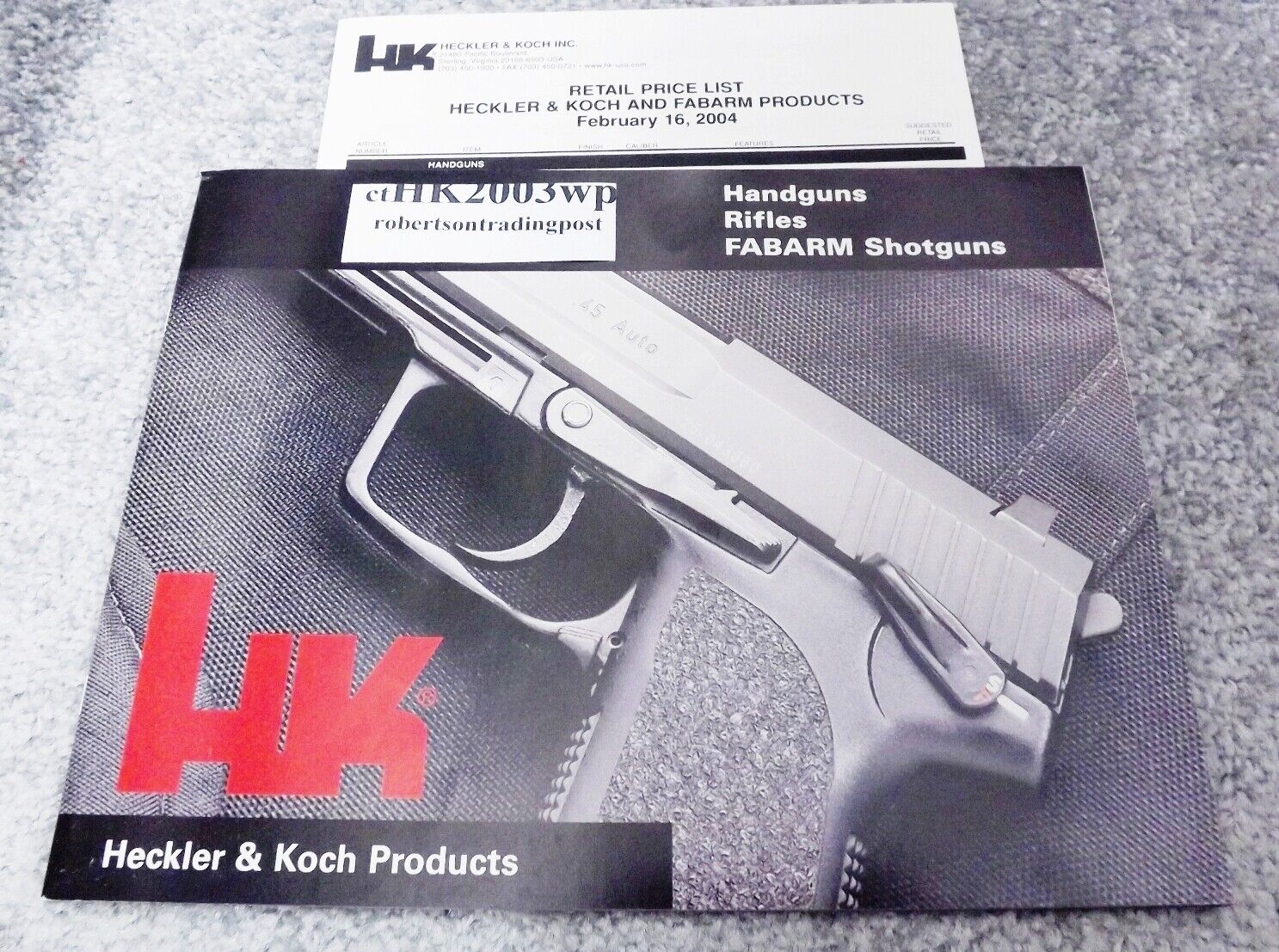 2003 Heckler & Koch Handguns Rifles Fabarms Shotgun Catalog & 2004 Price List