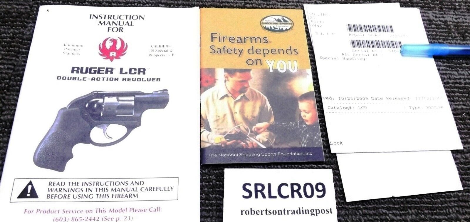 2009 Ruger Factory Instruction Manual for LCR Revolvers First Year w Papers