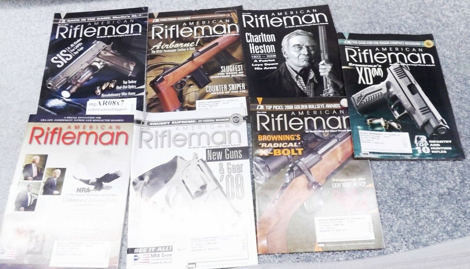 7 Different  American Rifleman Magazine 2008 Heston Memorial, Airborne $2.70 ea