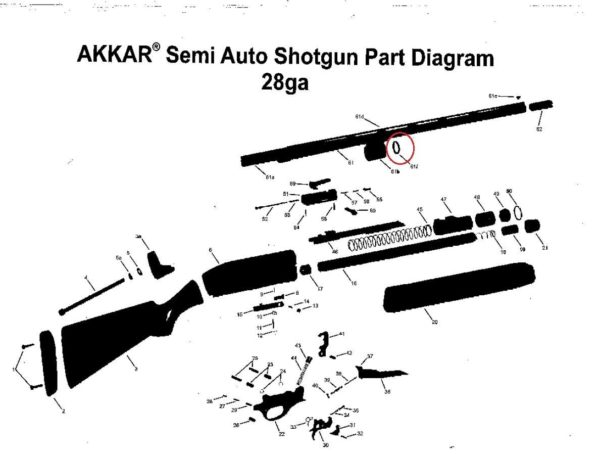 Akkar Charles Daly 28 gauge model 600 Auto Shotgun O Ring View 61F - Image 4