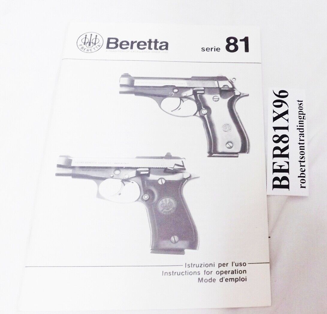 Beretta 81 Factory Manual for .32 ACP Trilingual English Italian French 1996 Exc