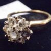 Eighties Ladies 1 Carat 7 Diamond Cluster Ring 14K Yellow Gold 5 1/2 size