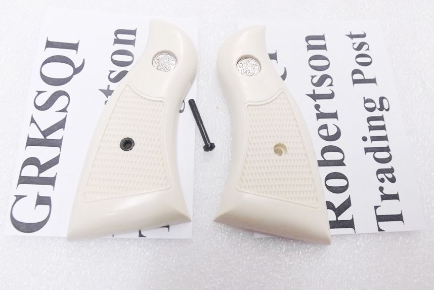 Magna Service Imitation Ivory Poly Grips fits S&W K L Frame Square 10 15 19 64